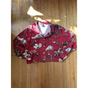 Vintage ROUGH RIDER‎ Circle T 90s Bark Cloth Western Crop Jacket L XL